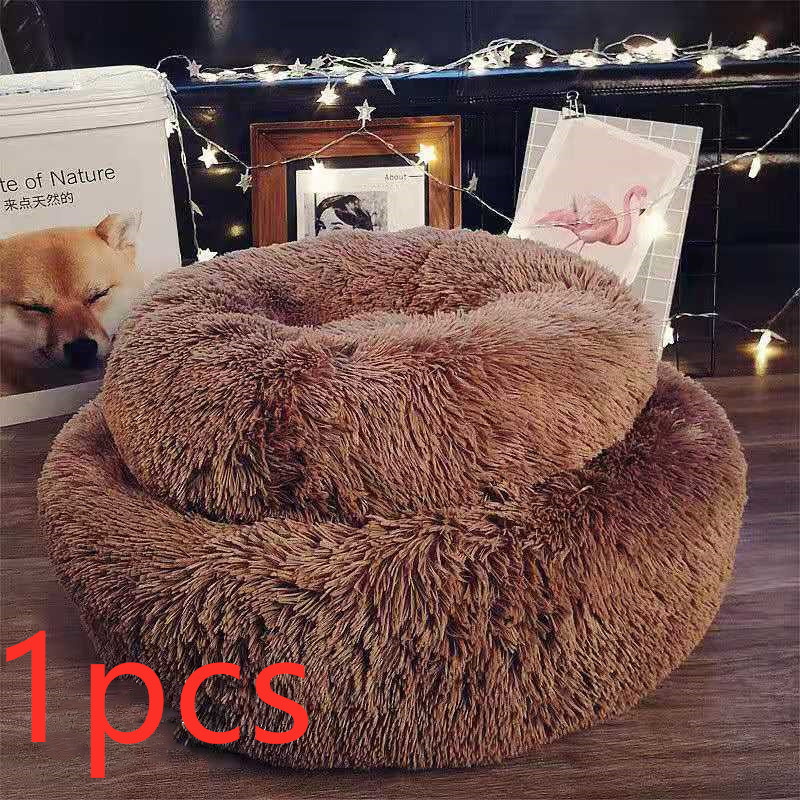 Dog Beds For Small Dogs Round Plush Cat Litter Kennel Pet Nest Mat Puppy Beds - Image 3