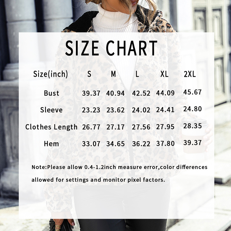 Women's Fuzzy Leopard Jacket, Hooded Plush Zip Up Coat For Fall Winter - Image 5